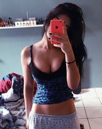 Skinny brunette selfshot her busty real breasts and skinny hot young body