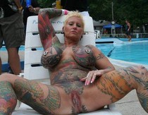 Tattoed old woman huge big boobs