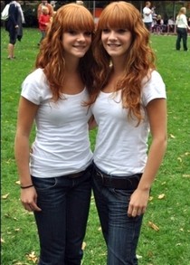 Fully dressed but redheaded twins..
