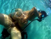 Asian chick dons scuba gear to suck cock and have sex underwater