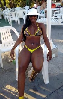 Lush black chicks with curvy hips in tight-fitting swimsuits