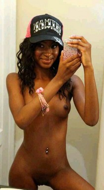 Pierced ebony with wet shave pussy and hot and horny boobs and nipples