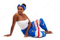 Beautiful african teenage girl sitted on the floor - Stock P
