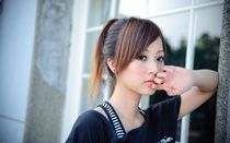 brunettes, women, Asians, Taiwan, window panes, Mikako Zhang