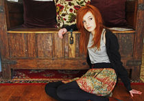 Scene Girls girl cute redhead wooden floor - Lowbird - D