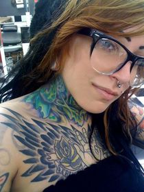 Small Septum Piercing percings tattoo girl glasses Tattoos P