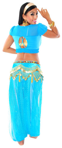 Deluxe Arabian Princess Jasmine Blue Halloween Costume - TUR
