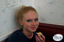 Beautiful young teen amateur Skye Model erotically licking an ice cream cone