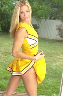 Teen Blonde Cheerleader In Yellow Uniform High Quality Porn